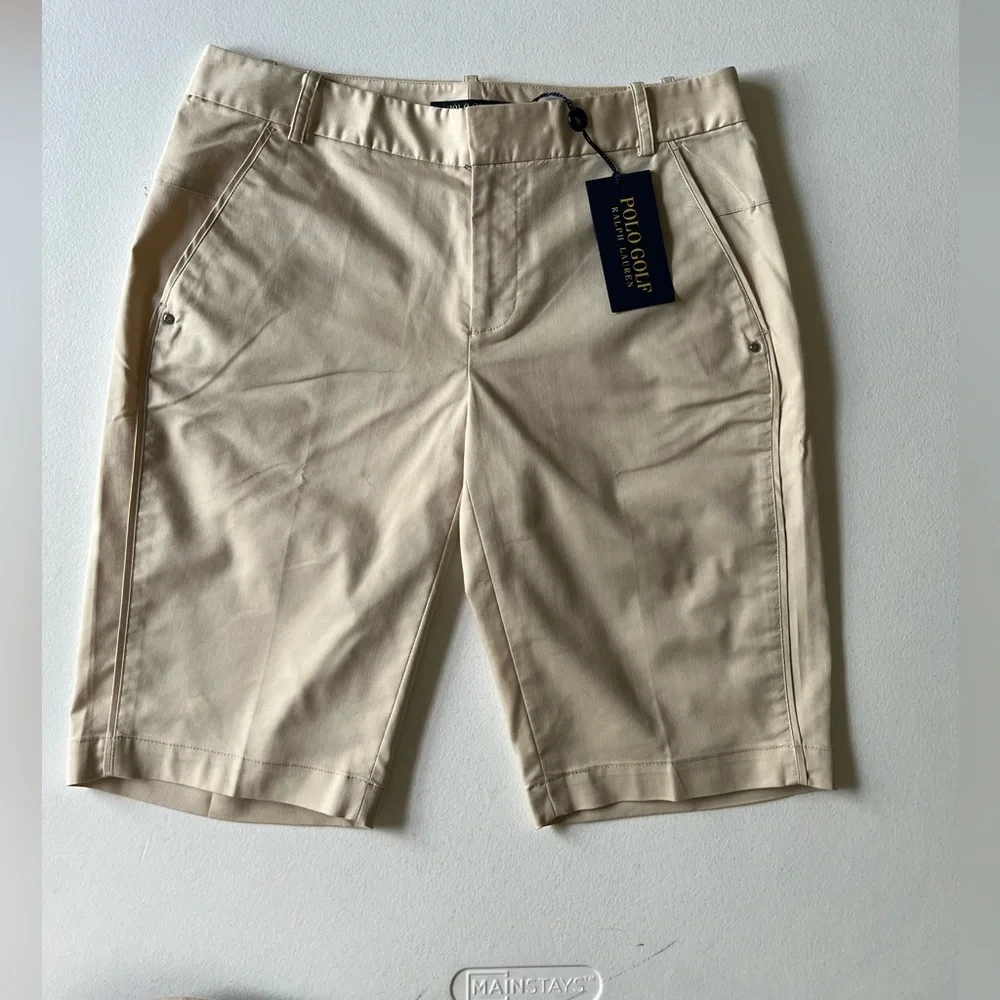 Ralph Lauren Women's Khaki Knee-Length Golf Shorts Size 2 NWT